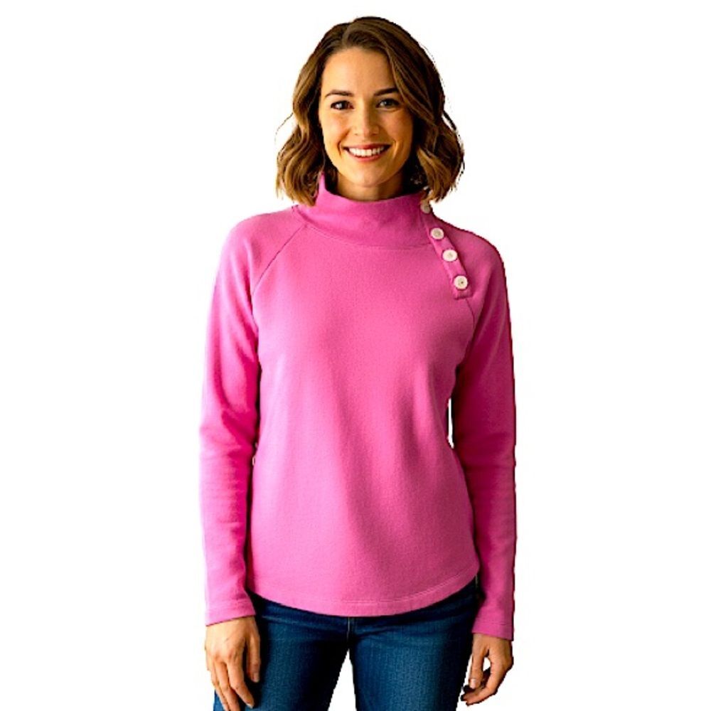 J. Crew Pink Wide Button-Collar Pullover Sweatshirt Size Medium